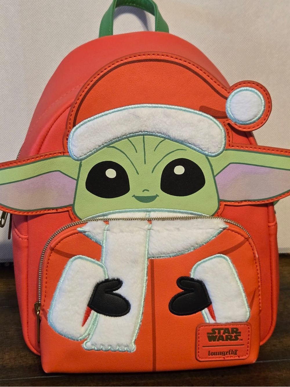 Star Wars Loungefly Red and Green Grogu Santa Mini Backpack